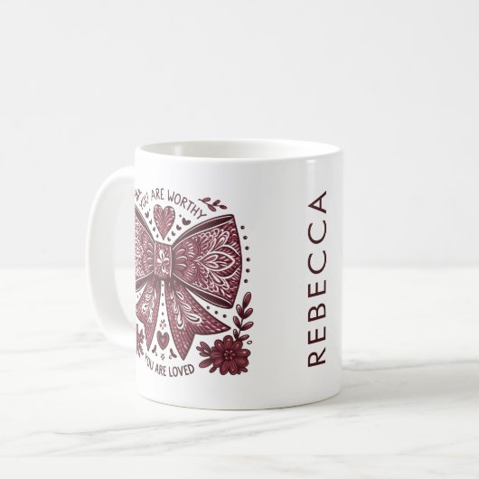 バレンタインデーのクリスチャンあなたにふさわしいコケット コーヒーマグカップ (正面左)