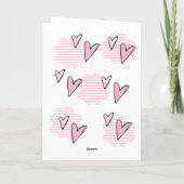 バレンタインデーのグリーティングカードピンクストライプハート シーズンカード (裏面)