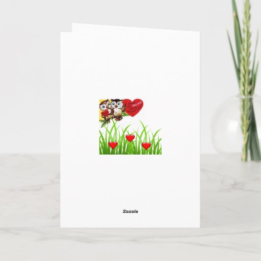 バレンタインデーのグリーティングカードフクロウヴィンテージ シーズンカード (裏面)