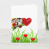 バレンタインデーのグリーティングカードフクロウヴィンテージ シーズンカード (正面)