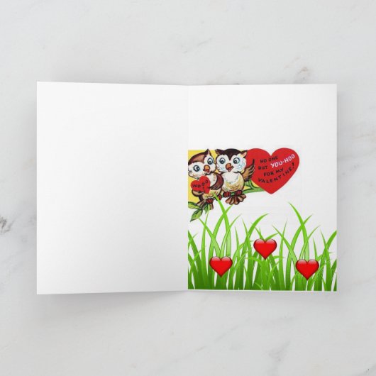 バレンタインデーのグリーティングカードフクロウヴィンテージ シーズンカード (内部)