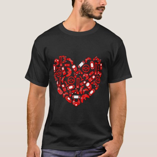 バレンタインデーのゲーム好きな少年向けゲームコントローラー Tシャツ (正面)