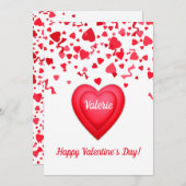 バレンタインデーのコンフェッティハートパーソナライズカード シーズンカード (正面/裏面)