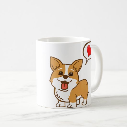 バレンタインデーのコーギーのハートのコーヒー・マグ コーヒーマグカップ (正面右)