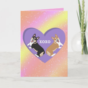 バレンタインデーのコーギー XOXO サンキューカード