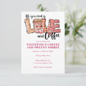 バレンタインデーのコーヒーカップとスイーツ 招待状 (スタンド正面)