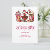 バレンタインデーのコーヒーカップとスイーツ 招待状 (スタンド正面)