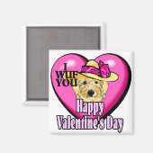 バレンタインデーのゴールデンドゥードル マグネット (正面/裏面)