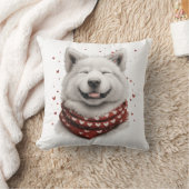 バレンタインデーのサモエド犬 クッション (ブランケット)