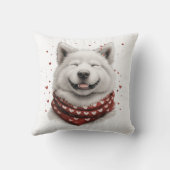 バレンタインデーのサモエド犬 クッション (裏面)
