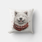 バレンタインデーのサモエド犬 クッション (正面)