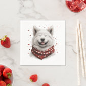 バレンタインデーのサモエド犬 スタンダードカクテルナプキン (インサイチュ)