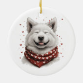 バレンタインデーのサモエド犬 セラミックオーナメント (裏面)