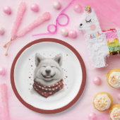 バレンタインデーのサモエド犬 ペーパープレート (パーティー)