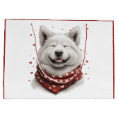 バレンタインデーのサモエド犬 ラージペーパーバッグ (裏面)