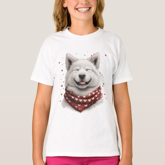 バレンタインデーのサモエド犬 Tシャツ (正面)