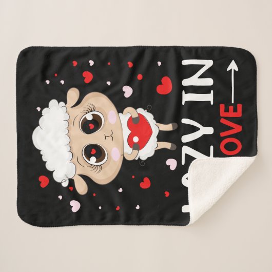 バレンタインデーのシングルスに恋の羊の怠惰 シェルパブランケット (正面(横))