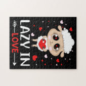 バレンタインデーのシングルスに恋の羊の怠惰 ジグソーパズル (横)