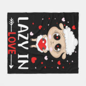 バレンタインデーのシングルスに恋の羊の怠惰 フリースブランケット (正面(横))