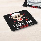 バレンタインデーのシングルスに恋の羊の怠惰 ペーパーコースター (アングル)