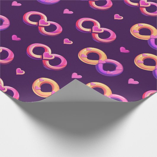 バレンタインデーのシームレスなハートパター遊ン ラッピングペーパー (角)