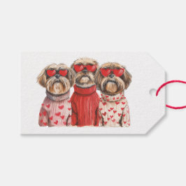 バレンタインデーのシー・ズー犬 ギフトタグ