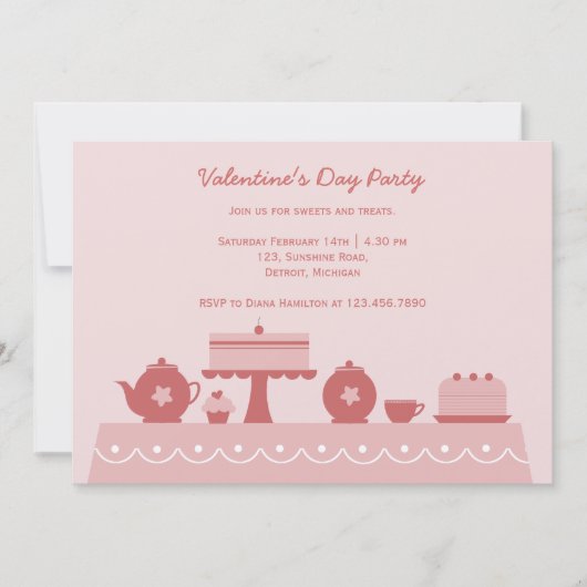 バレンタインデーのスイーツとお菓子 招待状 (正面)