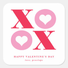 バレンタインデーのスクエアステッカー xoxo スクエアシール