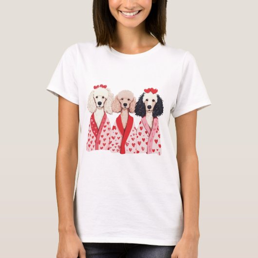 バレンタインデーのスタンダードプードル犬 Tシャツ (正面)