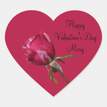 バレンタインデーのステッカーレッドローズラベル