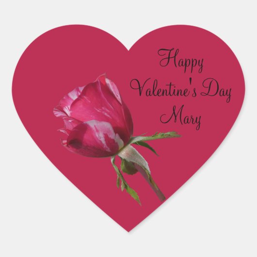 バレンタインデーのステッカーレッドローズラベル ハートシール (正面)