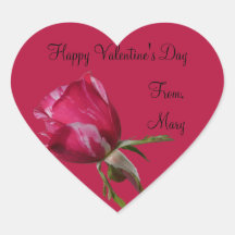 バレンタインデーのステッカーレッドローズラベル