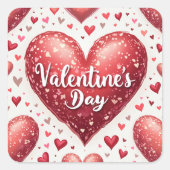 バレンタインデーのステッカー スクエアシール (正面)