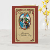 バレンタインデーのステンドグラス カード (黄色い花)