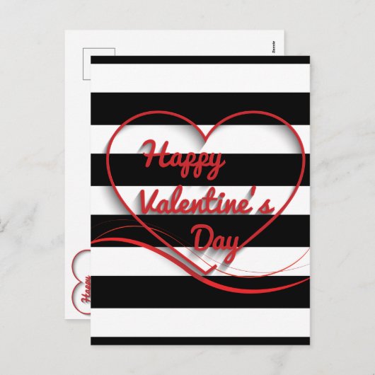 バレンタインデーのストライプ シーズンポストカード (正面/裏面)