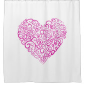 バレンタインデーのスパイラル手書きピンクハート シャワーカーテン (正面)