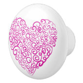 バレンタインデーのスパイラル手書きピンクハート セラミックノブ (右)