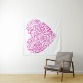 バレンタインデーのスパイラル手書きピンクハート タペストリー (インサイチュ)