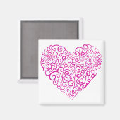 バレンタインデーのスパイラル手書きピンクハート マグネット (正面/裏面)