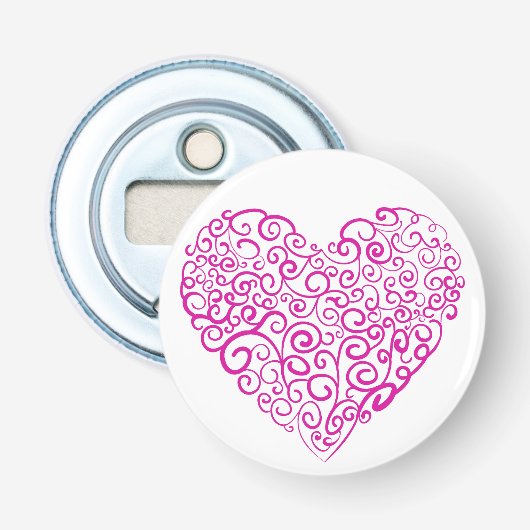 バレンタインデーのスパイラル手書きピンクハート 栓抜き (正面)