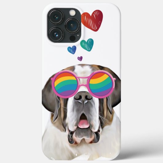 バレンタインデーのセントバーナード犬とハート Case-Mate iPhoneケース (裏面)