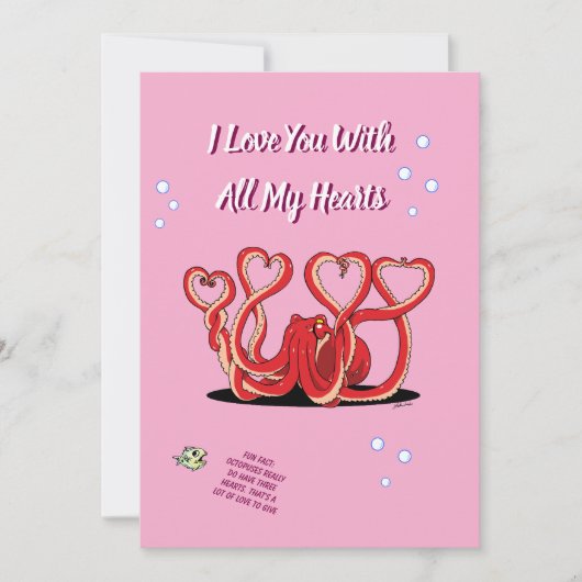 バレンタインデーのタコのハート シーズンカード (正面)