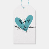 バレンタインデーのターコイズハートネームレター ギフトタグ (裏面)