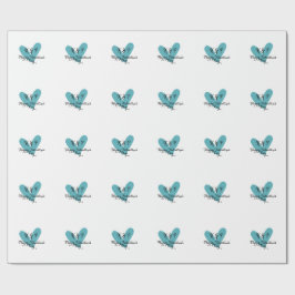 バレンタインデーのターコイズハートネームレター ラッピングペーパー