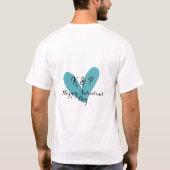 バレンタインデーのターコイズハートネームレター Tシャツ (裏面)