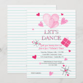 バレンタインデーのダンスパーティー招待状 招待状 (正面/裏面)