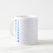 バレンタインデーのチェックリストパズルピンク、ブルーハート コーヒーマグカップ (正面左)