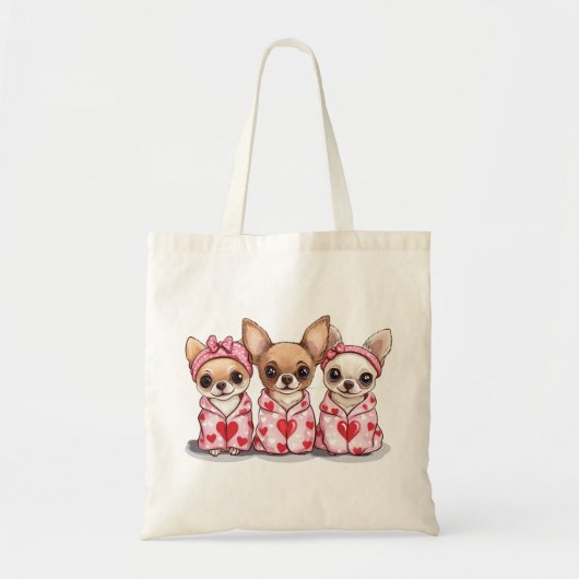バレンタインデーのチワワ犬 トートバッグ (正面)