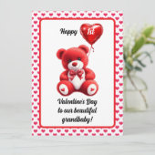 バレンタインデーのテディベア カードの詩 お孫さんへ シーズンカード (スタンド正面)