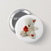 バレンタインデーのテディー・ベアボタン 缶バッジ (正面&裏面)